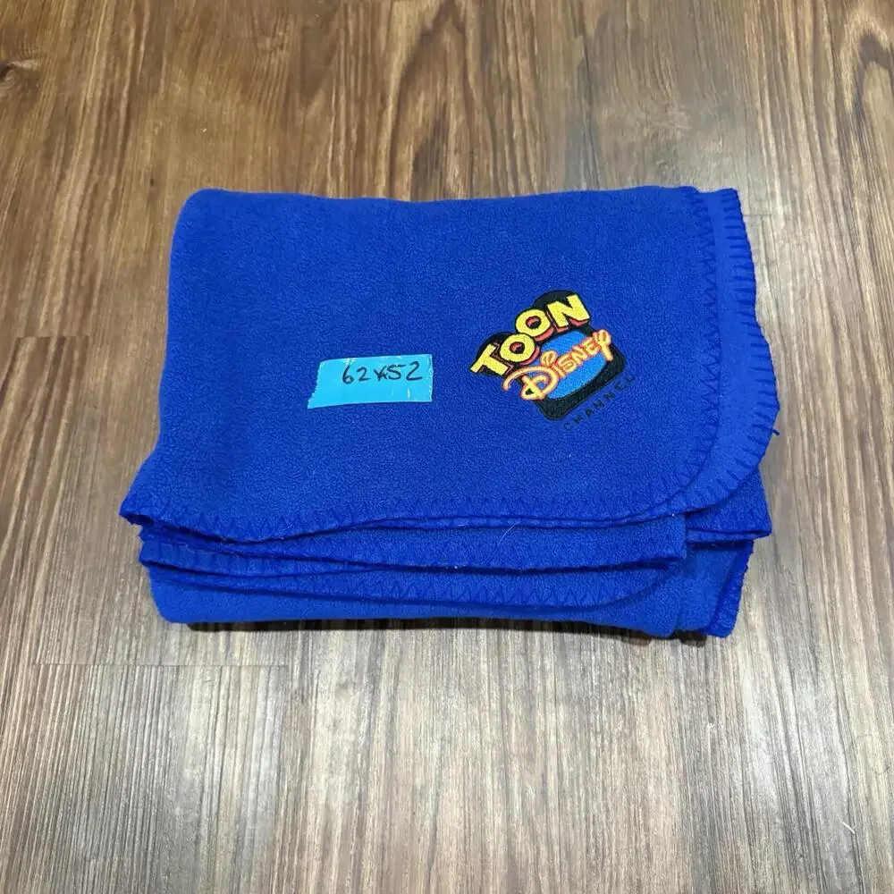 NWOT‎ Vintage 90s RARE Toon Disney Channel Fleece Throw Blanket Blue Size 62x52